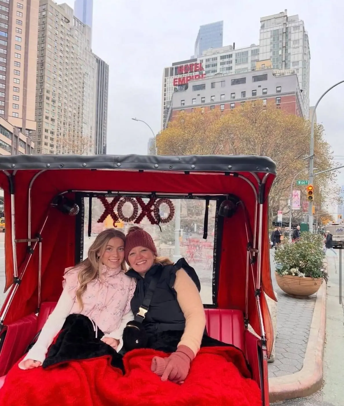 XOXO pedicab ride with Empire Hotel in the background - Gossip Girl Tours NYC