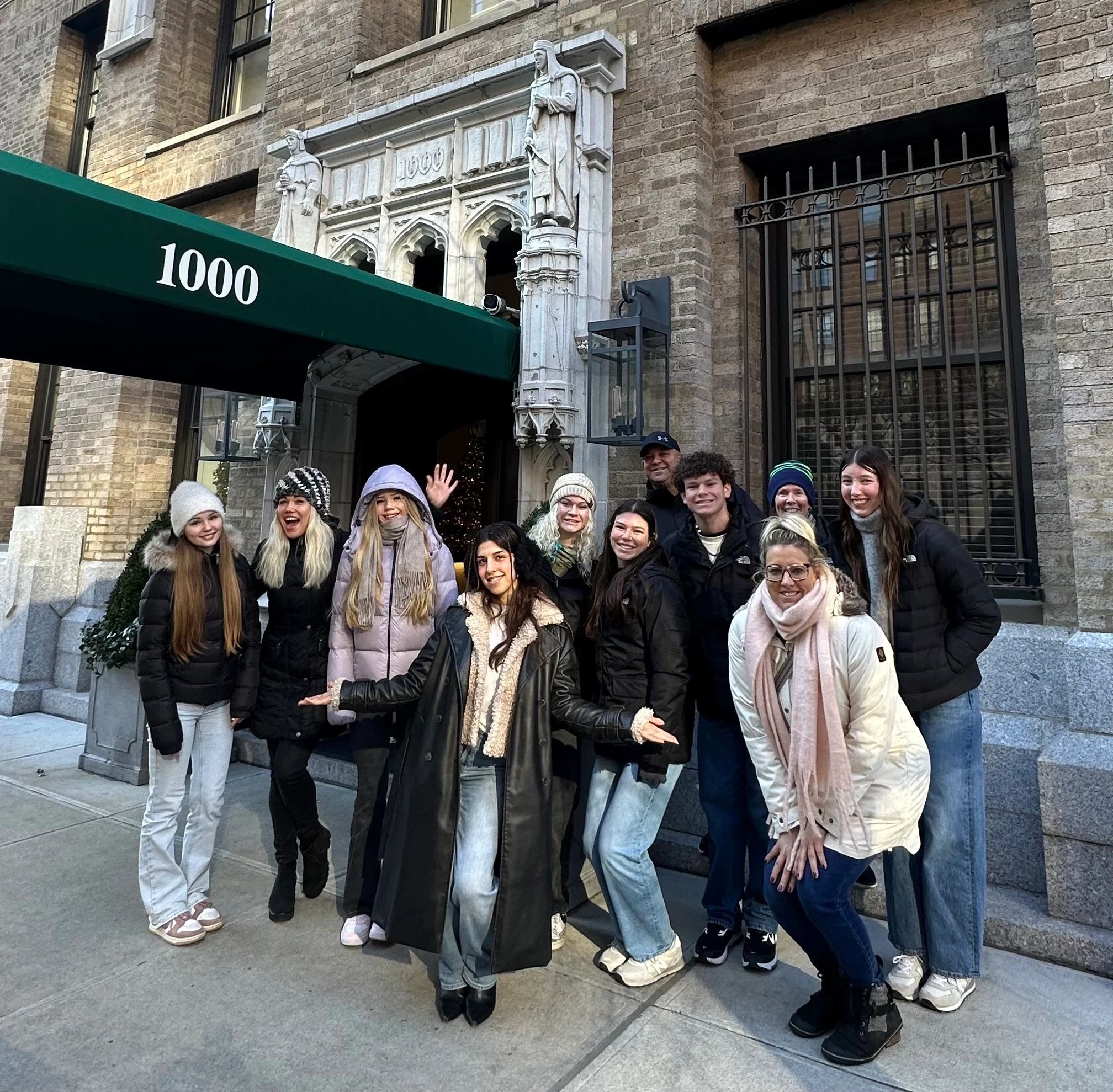 Gossip Girl Tours group outside a landmark Upper East Side apartment building in Manhattan
