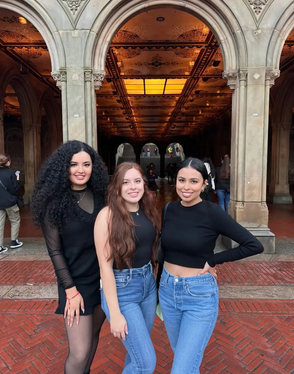 Gossip Girl Tours guests in the Bethesda Terrace arcade in Central Park on a Gossip Girl filming locations tour